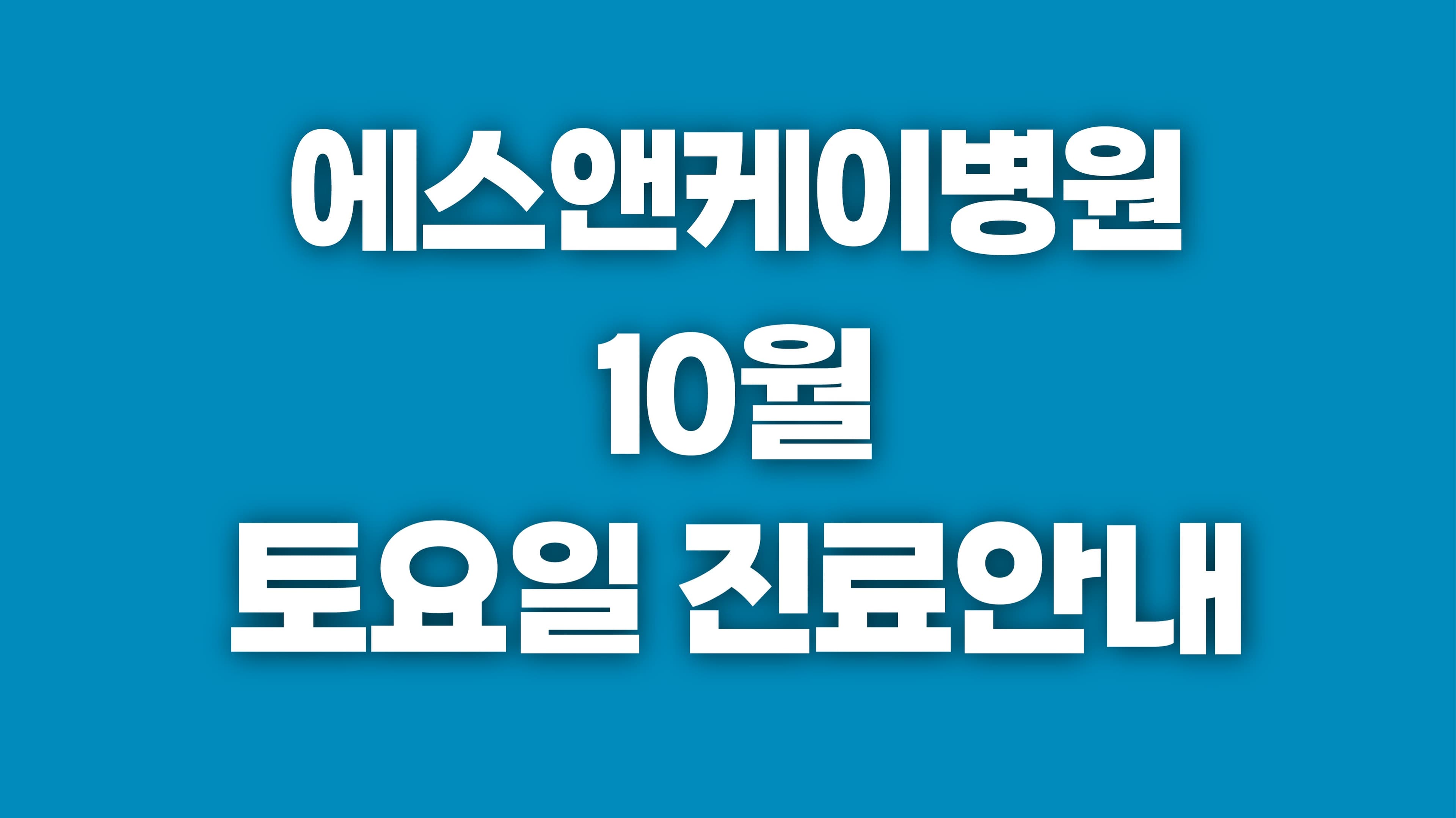 에스앤케이병원 10월 토요일 진료